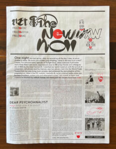 Front page of The New Now newspaper depicting photographs of resistance and protests.